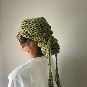 Handcrafted Olive Green Crochet Headwrap